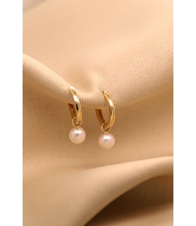 ROEMER Oorhangers geelgoud Parel 6mm