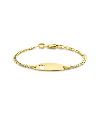 Babyplaat armband goud 14 k 11-13cm figaro schakel