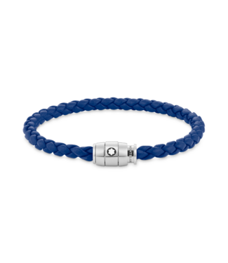 Montblanc Momtblanc Armband Steel 3 rings blue leather MB 130899