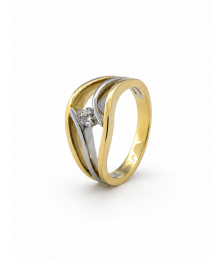 R&C R&C ring Aubrey model 35 geel/witgoud 14k met diamant 0.15ct Si/river