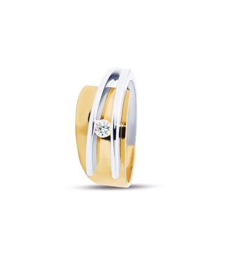 R&C R&C ring Galla geel/witgoud 14k met diamant 0.15ct RIN0052 maat 57