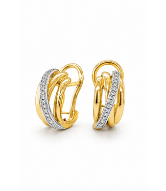 Positano Positano oorringen geel/witgoud 18k met diamant 0.13ct