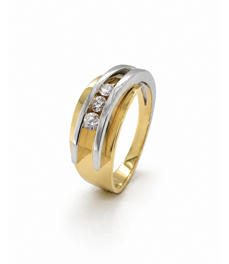R&C R&C ring Galla geel/witgoud 14k met diamant 0.26ct maat 56