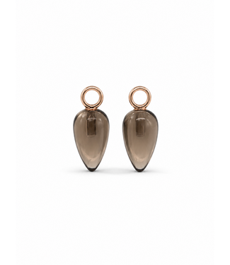 ROEMER ROEMER rosegouden oorbelhangers met rookkwarts