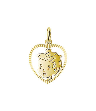 14 karaat geelgouden kinderkopje jongen in hartje.