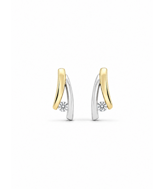 ROEMER  oorstekers  14k geel- en witgoud met diamant 0.03ct