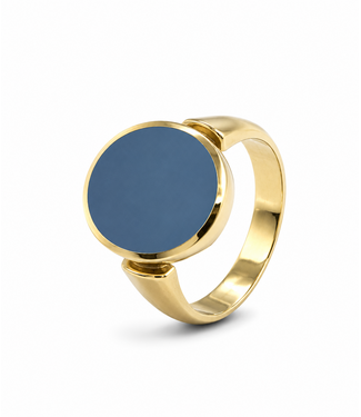 Herenring goud 14k met blauwlagen steen model 393