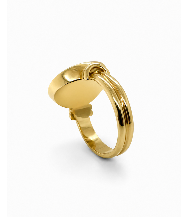 R&C herenring goud 14k met lagensteen maat 18,75