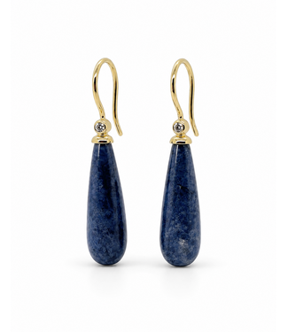 ROEMER by Bregje ROEMER by Bregje oorhangers goud 14k met Dumortiriet en diamant 0.06ct Vvs/DEF
