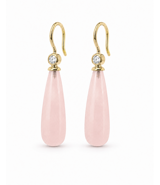 ROEMER by Bregje ROEMER by Bregje oorhangers goud 14k met Rozekwarts 0.16ct Vvs/DEF