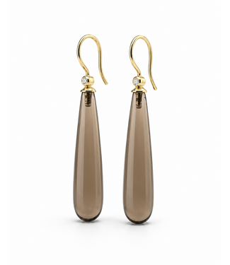 ROEMER by Bregje ROEMER by Bregje oorhangers goud 14k met Rookkwarts en diamant 0.06ct Vvs/DEF