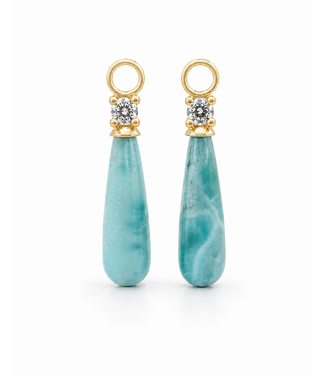 ROEMER by Bregje ROEMER by Bregje Oorbelhangers 14k geelgoud met Larimar en Diamant 0.38ct