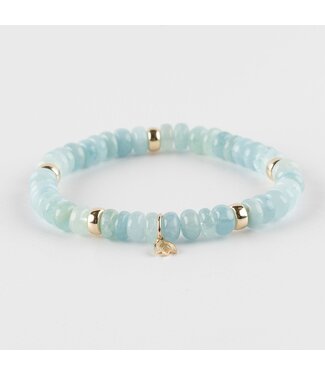 Y&G Y&G Armband Aquamarijn met 14k gouden beans 7036