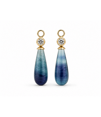 ROEMER by Bregje ROEMER by Bregje geelgouden oorhangers met Diamant 0,22ct en Fluoriet