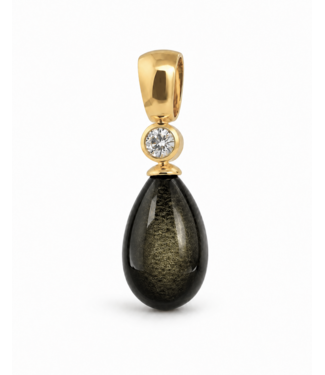 ROEMER by Bregje ROEMER by Bregje Hanger 14k geelgoud met Obsidiaan en diamant
