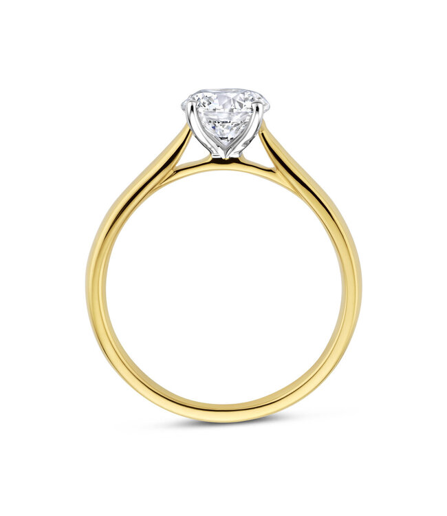 Tomylo ring goud 14k & labgrown diamant 1.00ct Si/GH maat 56 certificaat
