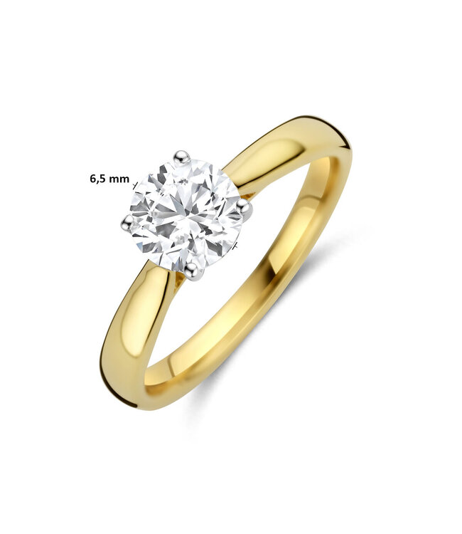 Tomylo ring goud 14k & labgrown diamant 1.00ct Si/GH maat 56 certificaat