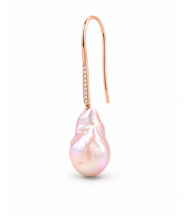 ROEMER oorhangers roségoud 14k met barokke parels