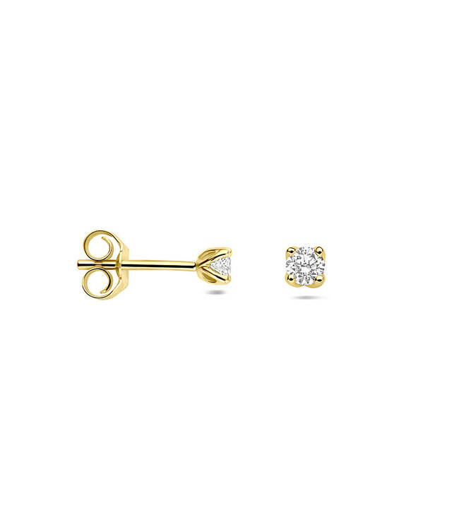 Tomylo oorknoppen goud 14k & labgrown diamant 0.20ct. Si/GH 3.25mm