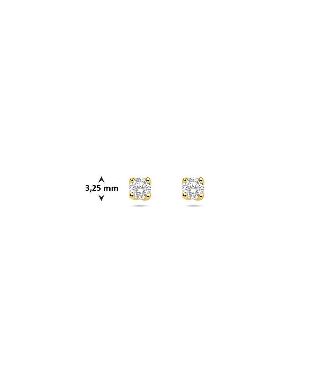 Tomylo oorknoppen goud 14k & labgrown diamant 0.20ct. Si/GH 3.25mm