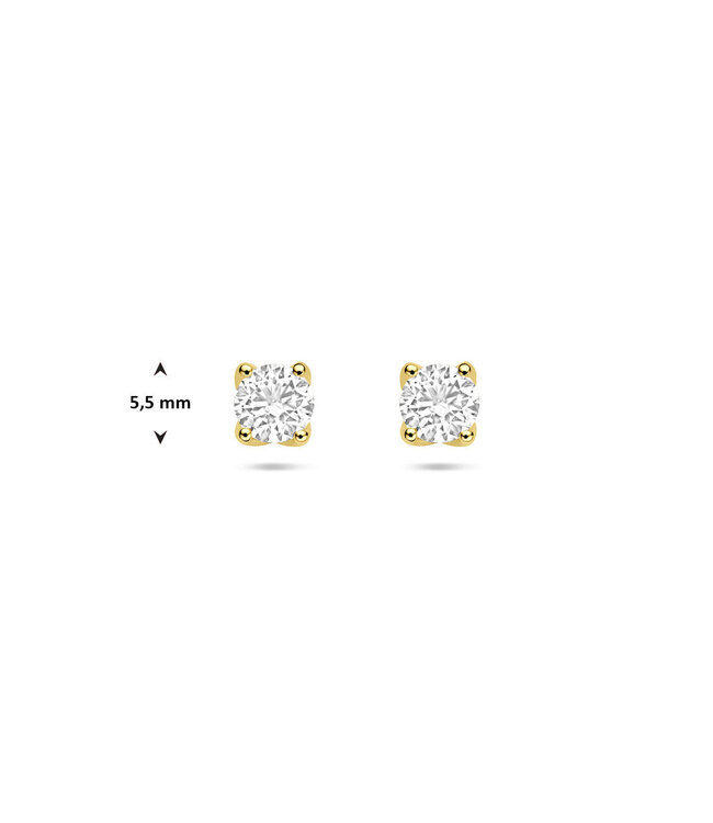 Tomylo oorknoppen goud 14k & labgrown diamant 1.00ct Si/GH (2) 5.5mm