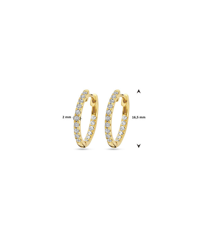 Tomylo oorringen goud 14k & labgrown diamant 0.46Si/GH 16.5x2mm
