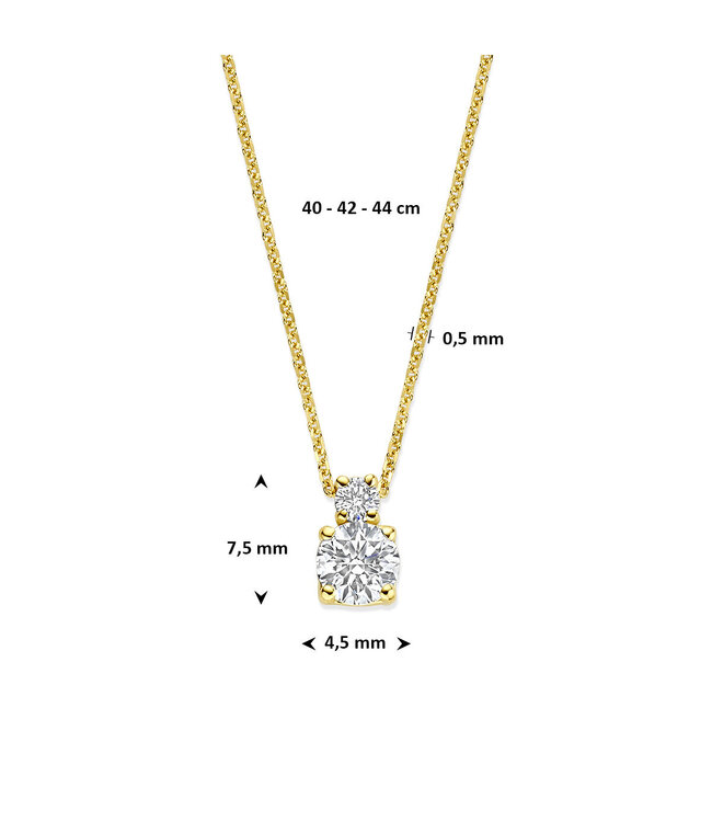 Tomylo hanger met collier goud 14k & labgrown 0.45ct VS/G 40-44cm