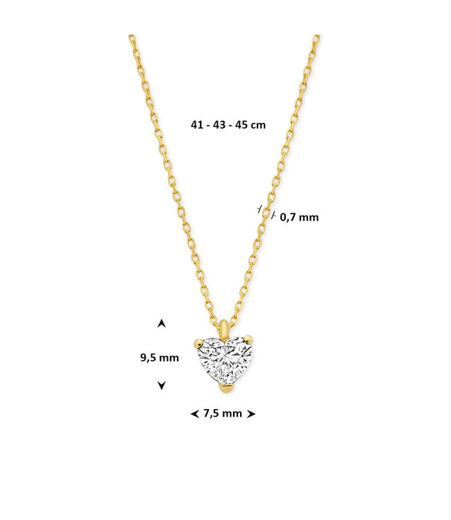 Tomylo hanger met collier goud 14k & labgrown diamant hart 1.00ct Vs/DE 41-43-45cm