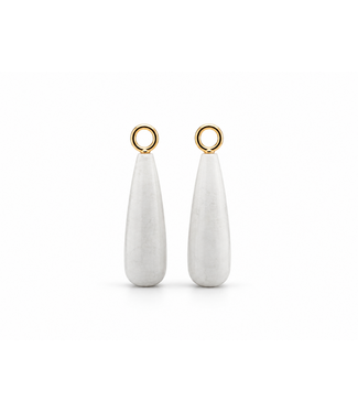 ROEMER by Bregje ROEMER by Bregje oorbelhangers witte agaat 14K geelgoud