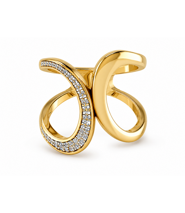 ROEMER Ring 14k geelgoud met diamant 0.18ct maat 54