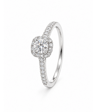 ROEMER ROEMER ring 18k witgoud cushion met diamant 0.41ct 54