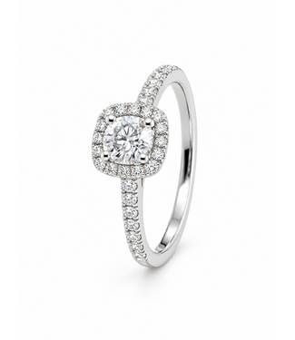 ROEMER ROEMER ring 18k witgoud cushion met diamant 0.51ct 53