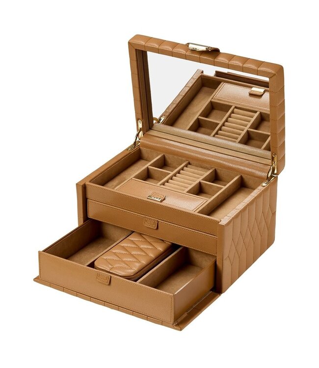 WOLF Lauren Medium Jewelry Box  Caramel 349707