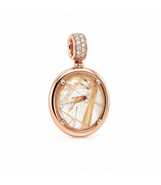 Positano Positano hanger 18k roségoud met 0.14ct diamant en 11.21ct Rutielkwarts 6543/PRUT