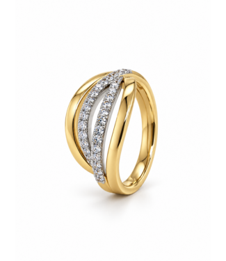 Positano Positano ring geel/witgoud 14k met 0.40ct diamant maat 57