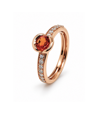 Positano Positano ring roségoud 18k met  oranje saffier 0.49ct en diamant 0.25ct maat 54