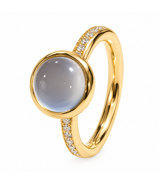 ROEMER by Bregje ROEMER by Bregje geelgouden ring Single Bubble 18K met chalcedoon en diamant