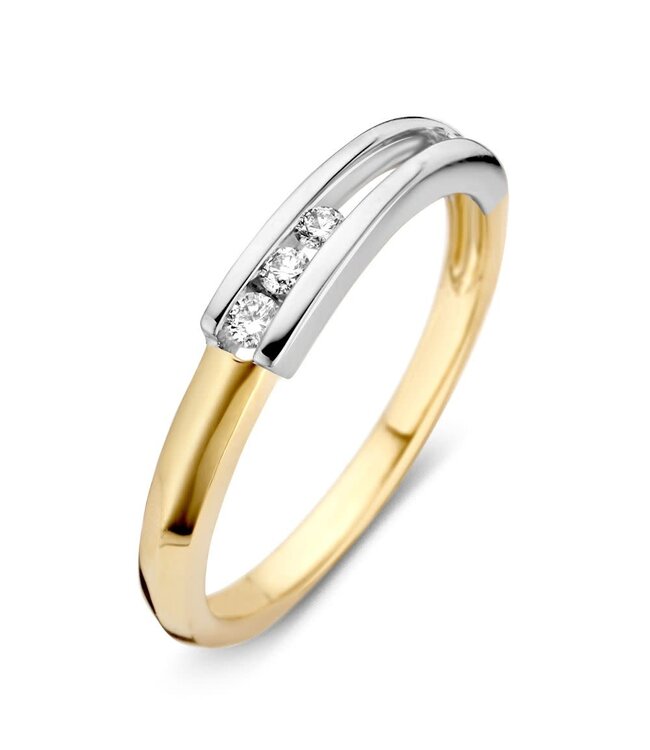 Excellent ring geel/witgoud met diamant 0.08ct, H/Si1 RG414602-56