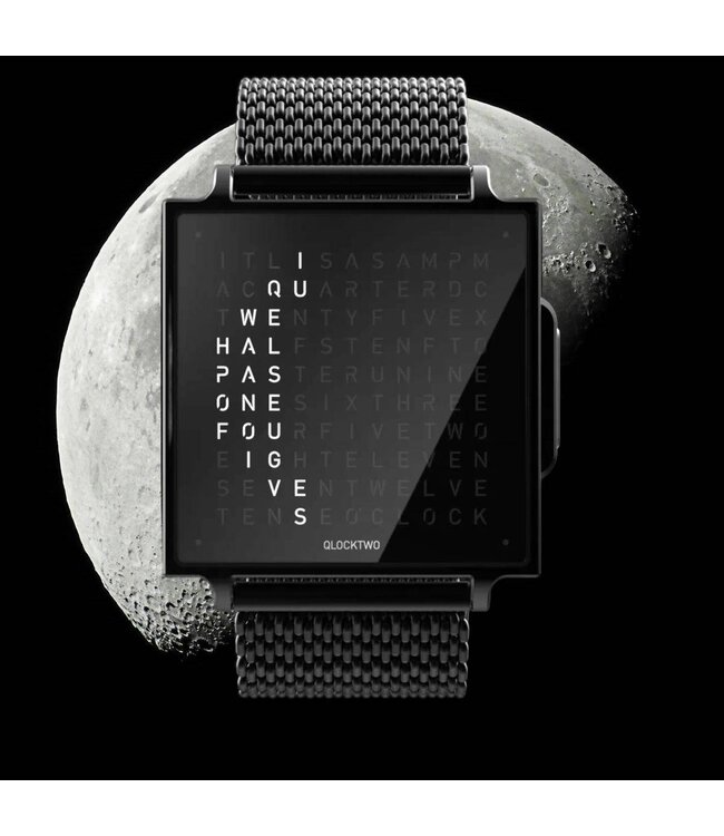 Qlocktwo horloge black steel W382641.13