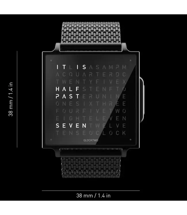 Qlocktwo horloge black steel W382641.13