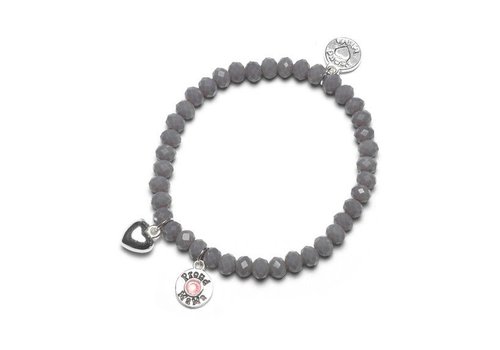 Proud Mama Proud Mama Armband Charm Grijs Roze