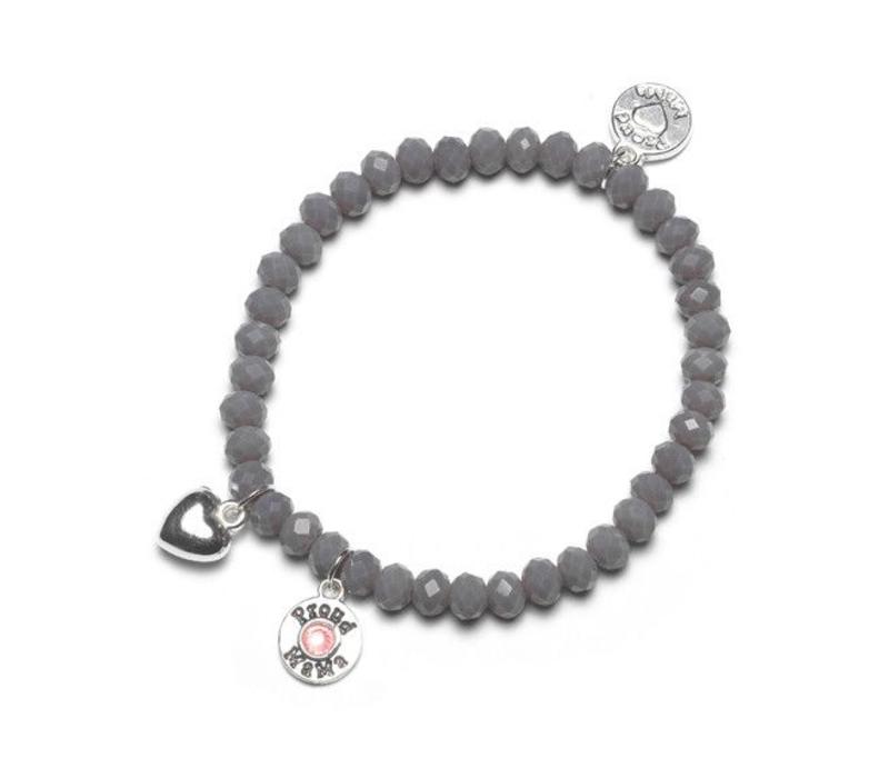 Proud Mama Armband Charm Grijs Roze