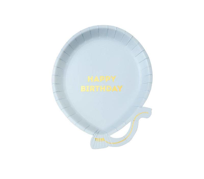 Talking Tables Papieren Bordjes Ballon 'Happy Birthday' 12 Stuks Blauw