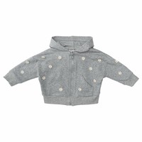 Monnalisa Sweater With Zipper Flowers Grey