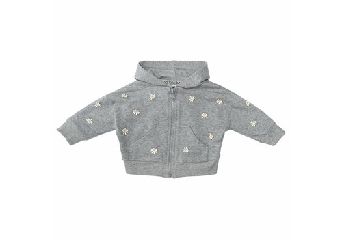 Monnalisa Monnalisa Sweater With Zipper Flowers Grey