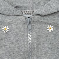 Monnalisa Sweater With Zipper Flowers Grey