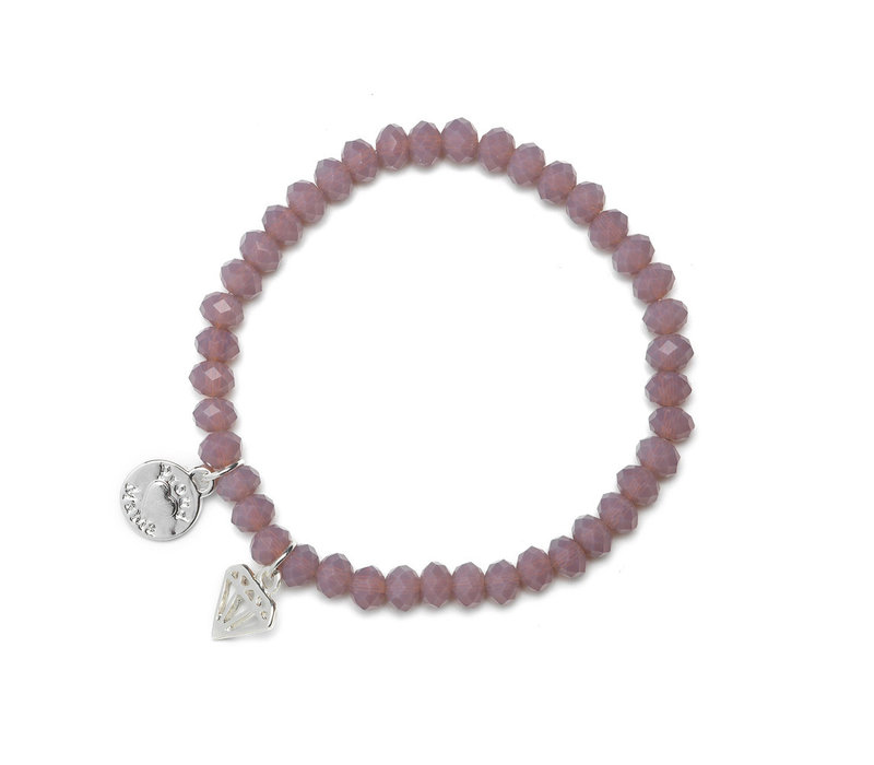 Proud Mama Armband Charm Diamand Oldpink