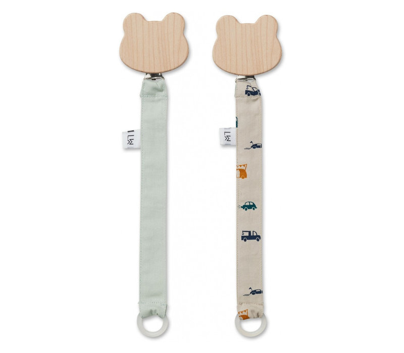Liewood Pacifier Clip Cars 2-Pack