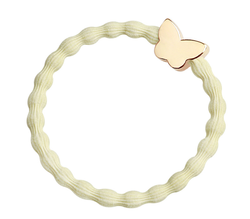 By Eloise Haarelastiek / Armband Gold Butterfly Melon Yellow