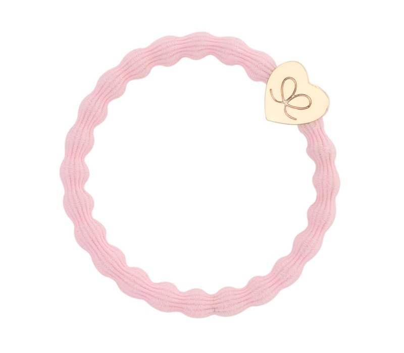 By Eloise Haarelastiek / Armband Gold Heart Soft Pink